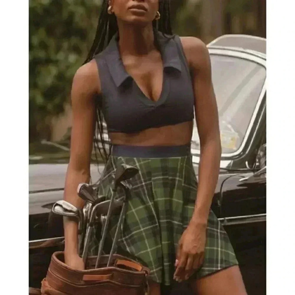 WeWoreWhat Tennis Club Plaid Skort in Court Green - Picture 1 of 9